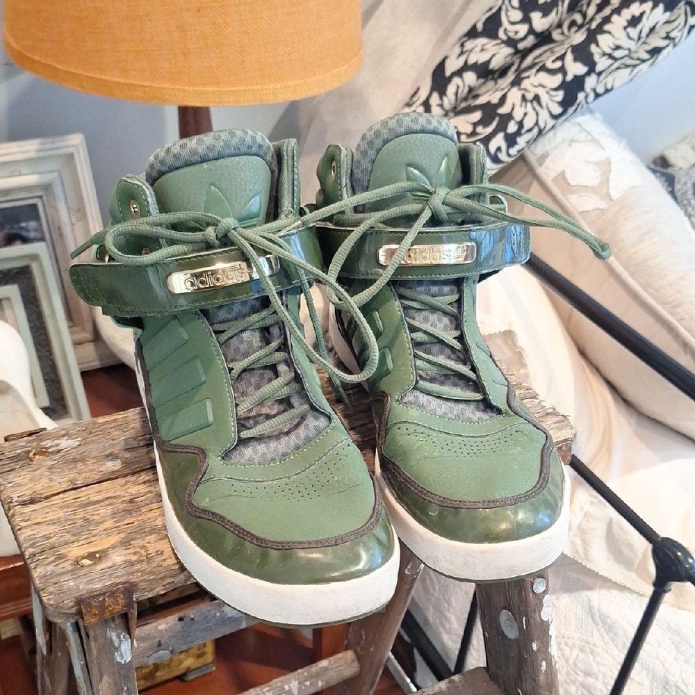 Adidas Men's Forest Green High-Top Sneakers